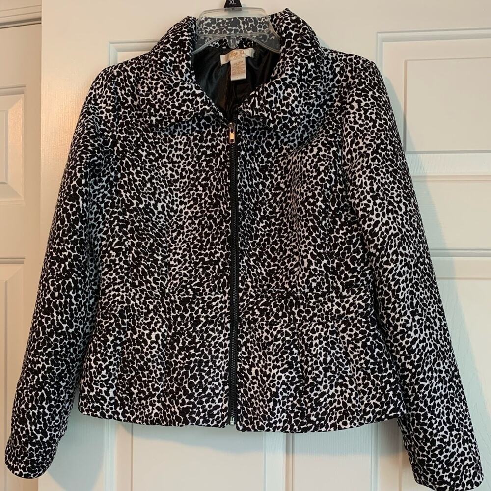 Zoe D Petite M Lined Black White Zip Up Blazer Sport Jacket Whimsigoth Romantic